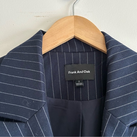 Frank & Oak Navy Striped Double Breasted Blazer Size S - Picture 2 of 9